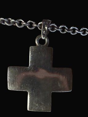 Mexico 925 Sterling Silver Plus-Cross Pendant Necklace 30-Inch Chain